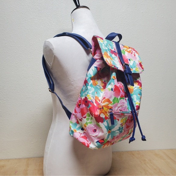 *Low Start* NWOT Like New Floral Backpack with Blue Accents - Picture 2 of 4